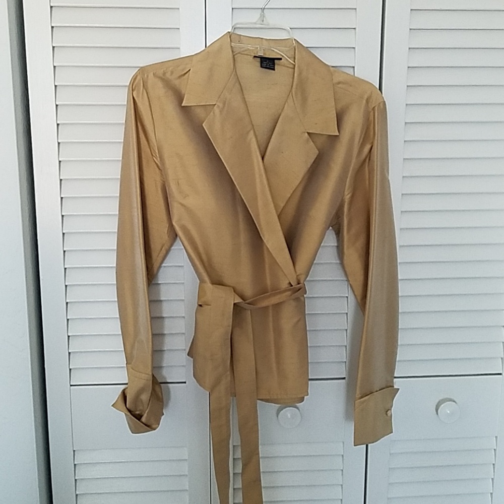 Gold Silk wrap blouse
